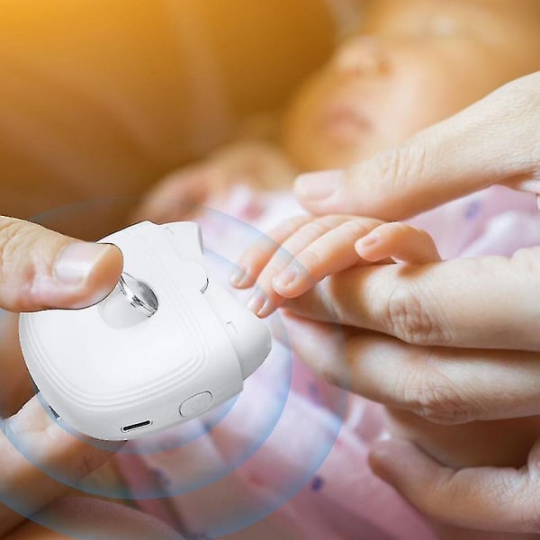 Elektrisk negleklipper automatisk negleklipper til småbørn 2-trins USB genopladelig negleklipper Opbevaringsboks til lys og neglespåner White