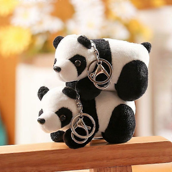 2 stk. Tegneserie Plys Panda Vedhæng Nøglering, Søde Taske Ornamenter Rygsæk Håndtaske Vedhæng Nøgleringe Charme Gaver Nøglering Til Mænd Kvinder