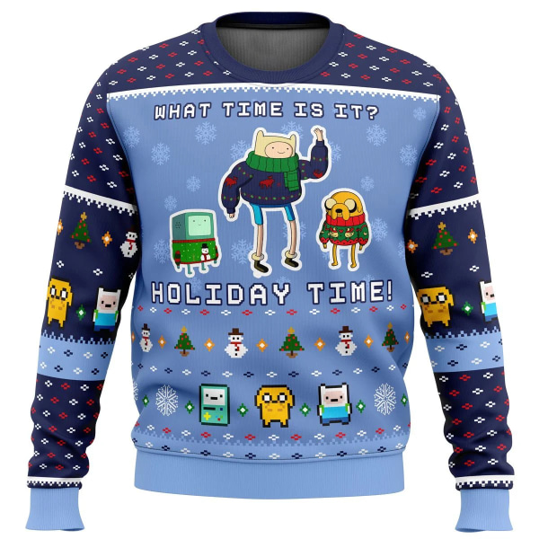 Adventure Time Christmas Quest Ugly Christmas Sweater gave Julemand Pullover Oversized Efterår Vinter Mænd Kvinder Sweatshirt style 1 XS