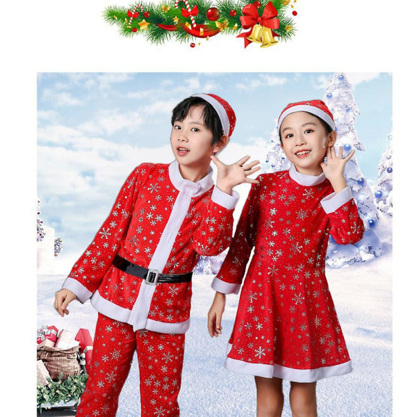 Jul Drenge Piger Fem Point Star Decors Outfit Sæt Jul Festlig Rød Julemand Cosplay Kostume Fancy Dress Boys 6-7Y