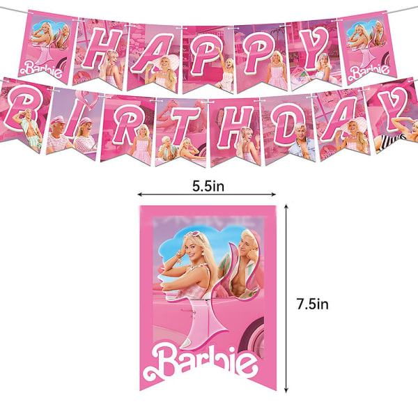 Barbie Film Tema Party Rosa Dekoration Tillbehör Set