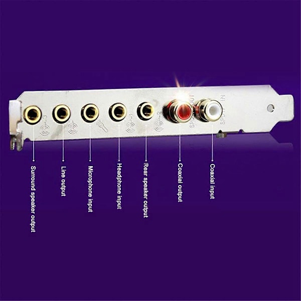 5.1 Ljudkort PCI Express PCI-E Inbyggt Dubbelt Utgångsgränssnitt