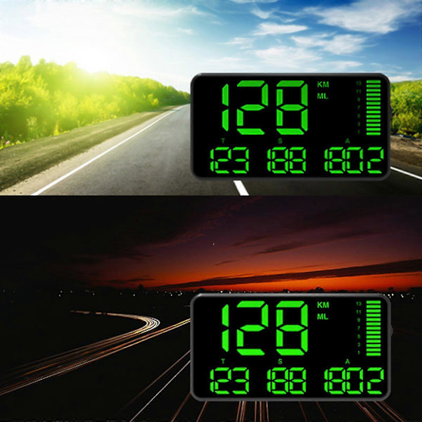 5,5 tommer GPS-speedometer kilometertæller HUD digitalt display, med overhastighedsalarm til alle køretøjer, biler, lastbiler, cykler, motorcykler, hastighed, kørelængde 24