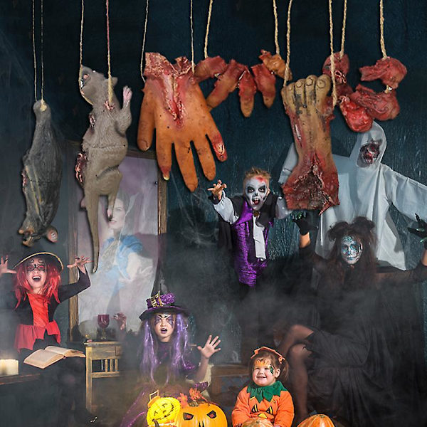 Halloween Fladdermus Mus Skräckdekorationer Simulering Latex Blodig Hand Foot Hängande Prydnad För Halloween Bar Spökhus Inredning Hög kvalitet Mouse-B03