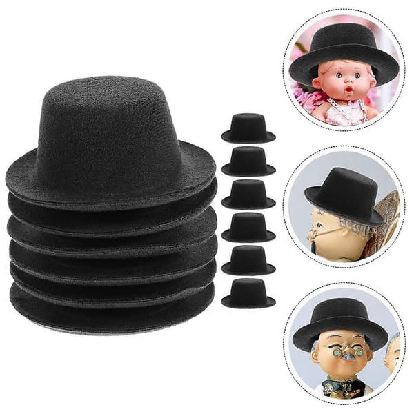 Sorte miniature cowboyhatte til dukker, tilbehør, 12 stk. stof sæt