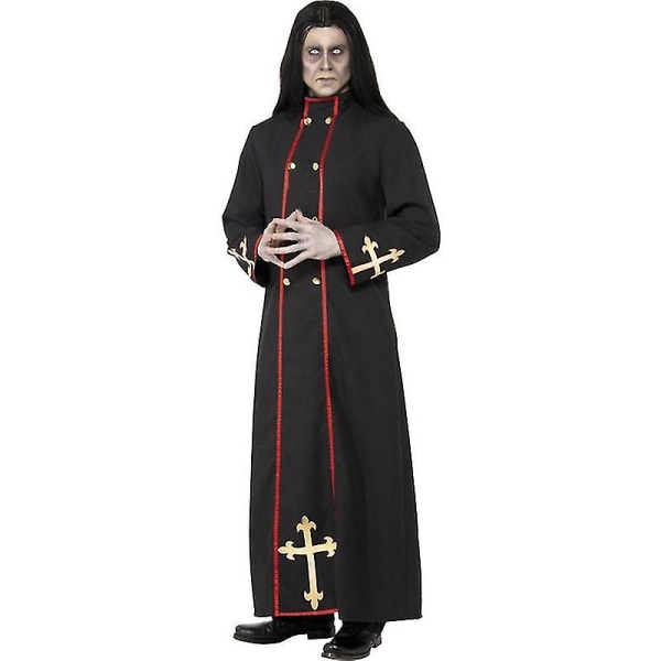 Halloween Mekot Karnevaali Halloween Mies Keskiaikainen Pappi Paavi Puku Kirkko Uskonnollinen Pappi Viitta Cosplay Hieno juhlamekko Korkealaatuinen L-Priest