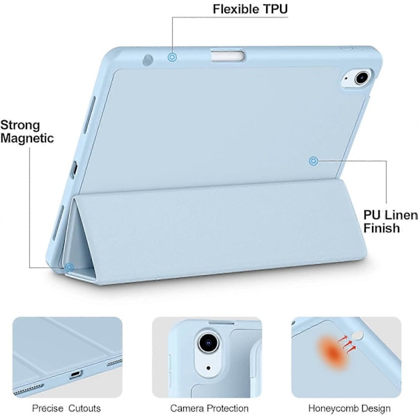 Fodral Kompatibelt med iPad Air 4:e Generation 2020 10,9 Tum [Pennhållare/2:a Pennladdning] [Automatisk Sömn/Vakna], Trivikt Stativ Smart Fodral Kompa