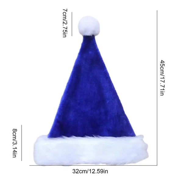 Nisselue Plysj, myke fargede julehatter Varme, komfortable julehatter Festutstyr for barn Voksne Blue S