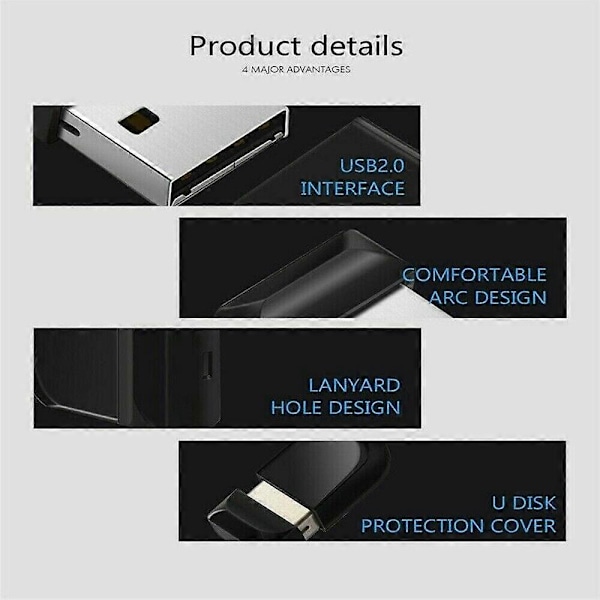 16GB USB Flash Drive Thumb Mini U Disk Memory Stick Pen PC Laptop Lagring Sort