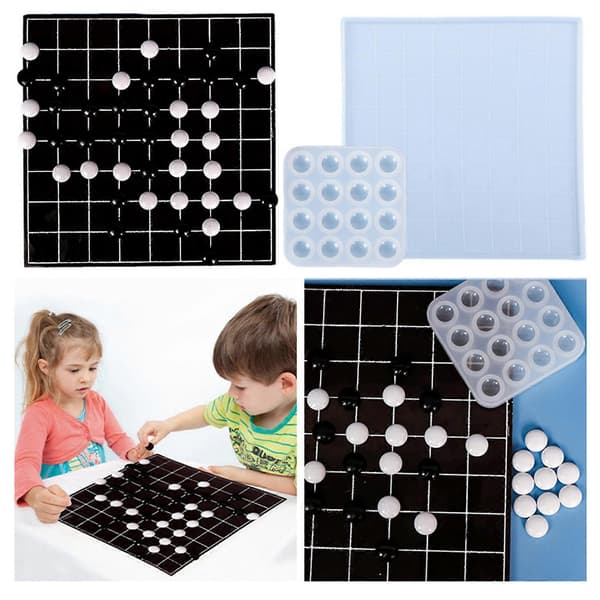 DIY Lim Gobang Silikonform Brädspel Nummer Spel Epoxipussel Schackbräde Form