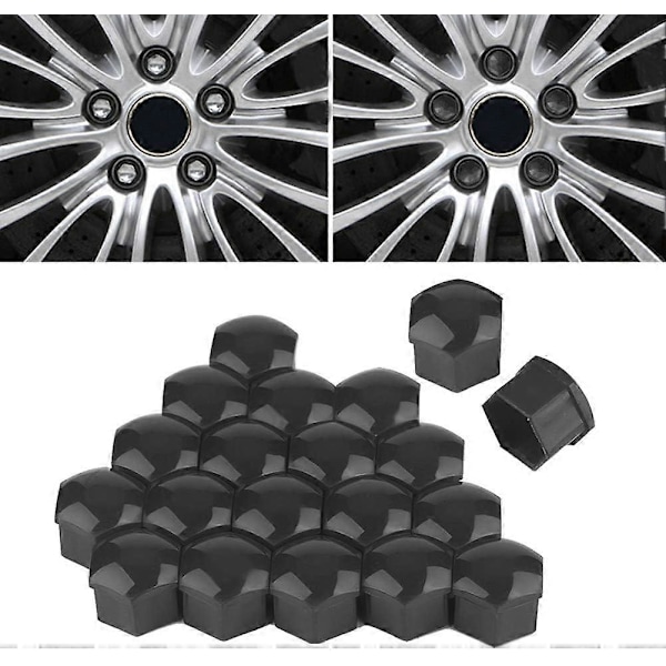Pyöränmutterin suojus, Duokon 20 kpl pyöränmutterin vanteen suojus, 21 mm auton pyörän navan ruuvin suojus varkaudenestosuoja (harmaa)
