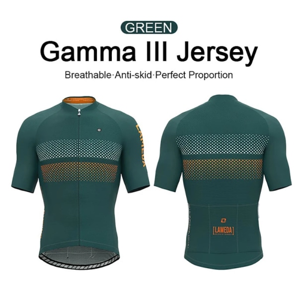 LAMEDA sykkeltrøye herresykkelskjorter kortermet terrengsykkeloverdeler med full glidelås 3 baklommer Sportsklær for kvinner Green S