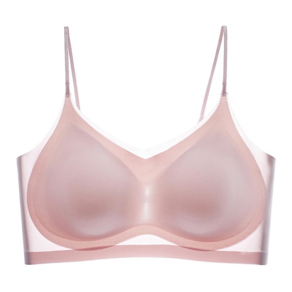 Kvinder Comfy Ultra Tynd Ice Silk Comfort åndbar BH Lifting BH Plus Size Pink L