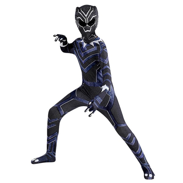 Black Panther Barn Gutter Halloween Cosplay Kostyme Superhelt Jumpsuit Sett 5-6 Years