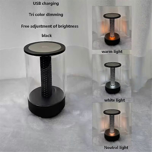 Bärbar LED-ljuslampa - Romantisk atmosfär för middagar, sängbord, utomhuscamping, uppladdningsbar