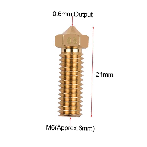 3 stk. 3D Printer Ekstruder Messing Vulkan Dyse M6 Gevind Printerhoved 0,6 mm Output til Sidewinder X1