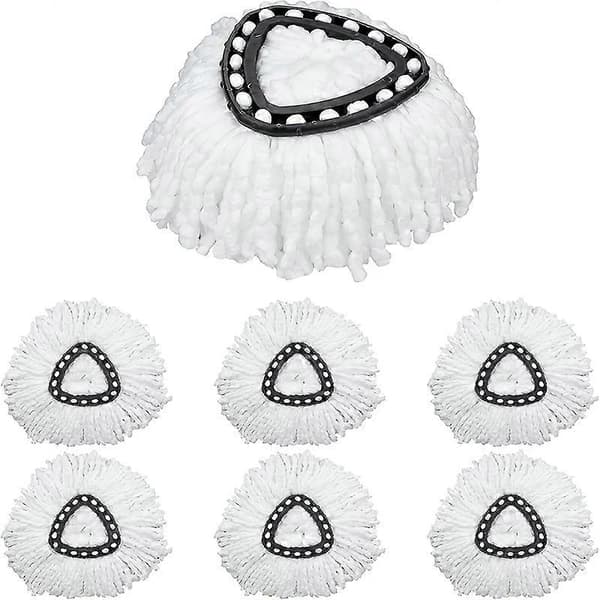 Nye modeller 6 stk, Spin Mop Hode, Erstatningsmoppehode for Spin Mopp, Vaskbar Slitesterk Moppehodepåfylling, Våt- og Tørrengjøring, Støvfjerning Moppehode, Enkel