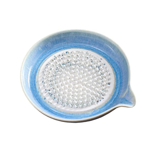 Ceramic Garlic and Ginger Grater - Sharp Grating Plate for Fresh Flavors, Multifunctional Storage, Dishwasher Safe and Food-Grade Ceramic Blå