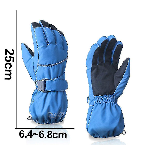 Vanntette ungdomsbarns fem-finger skihansker Barnas varme hansker Blue
