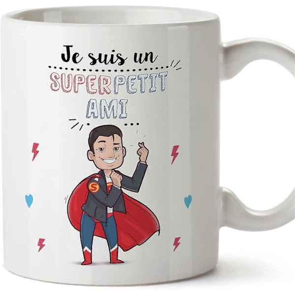 Poikaystävämuki ranskaksi Super Famille Hauska lahja Keraaminen 11oz Muki Design 549