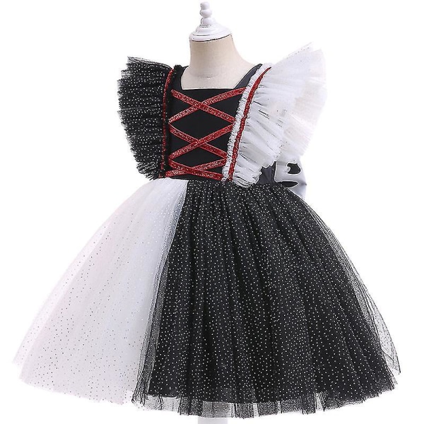 Girls Princess Dress Cruella the Witch Tutu Halloween Carnival Party Cosplay Kostym 130