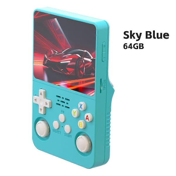 K36S R36S Retro Spillekonsol 64GB 3,5 Tommer IPS Skærm Linux WIFI Bærbar Lommespiller til Børn Himmelblå Sky blue