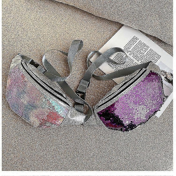 Vår/sommer Ny Crossbody Brystveske Mote Paljett Dame Midjeveske Sølv