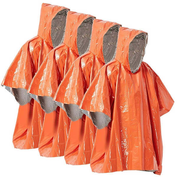 4-pack Nödregnponcho Termisk Filtponcho Väderbeständig Utomhusöverlevnad Campingutrustning