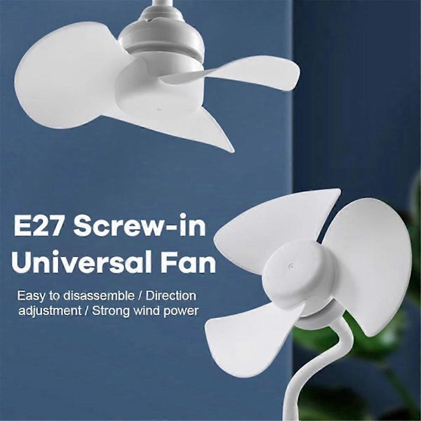 E27 Skrue-i Universal Ventilator, 3 Blade E27 Gevind Base Loftventilator, Lav Støj Køleventilator, E27 Gevind Ce