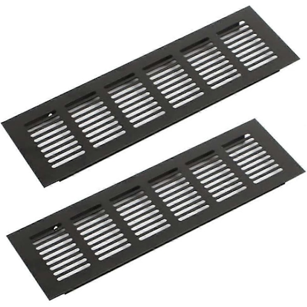 Sæt med 2 ventilationsgitter, Aluminium, 250 x 80 mm, Sort