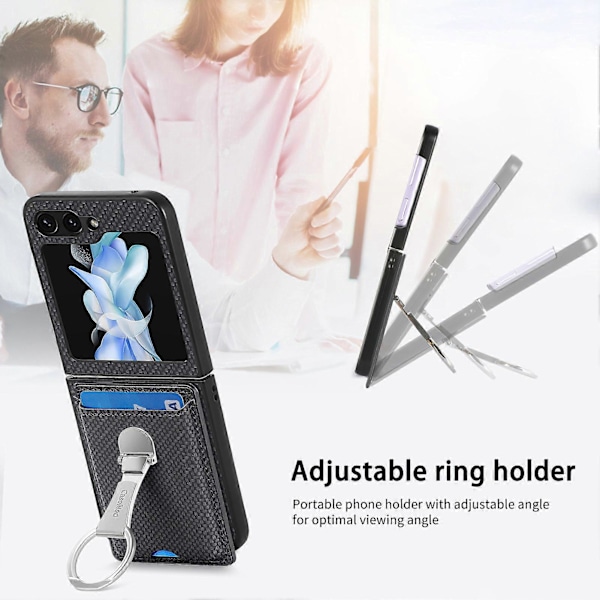 Til Samsung Galaxy Z Flip 6 med Indbygget Roterende Ring Stand og Wallet Telefon Cover, PU Læder Beskyttende Kickstand Cover til Samsung Galaxy Z Flip 6