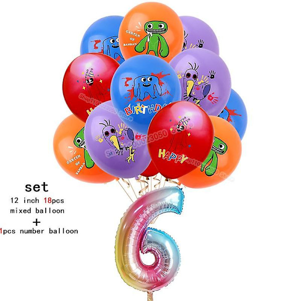 Garten Of Banban Bursdagsfest Dekorasjon Barn Dusj Gutter Jente Servise Kopp Duk Tall Ballong Kake Bakteppe 19pcs set-6