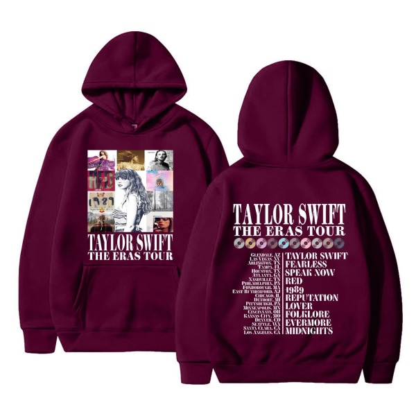 2023 julegave Taylor Swift Fans hættetrøje efterår og vinter Sweatshirt til mænd og kvinder julejakke Claret S