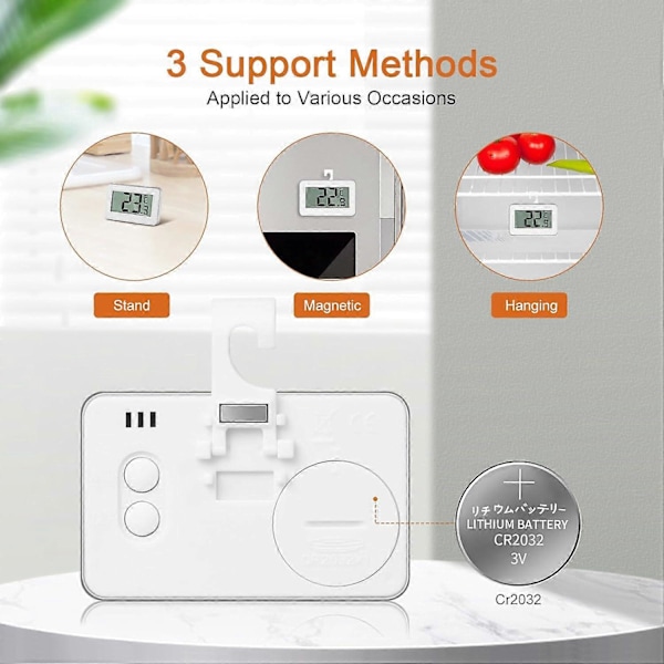 2 Mini Digital Termometer, Frystermometer, Digital Kylskåpstermometer