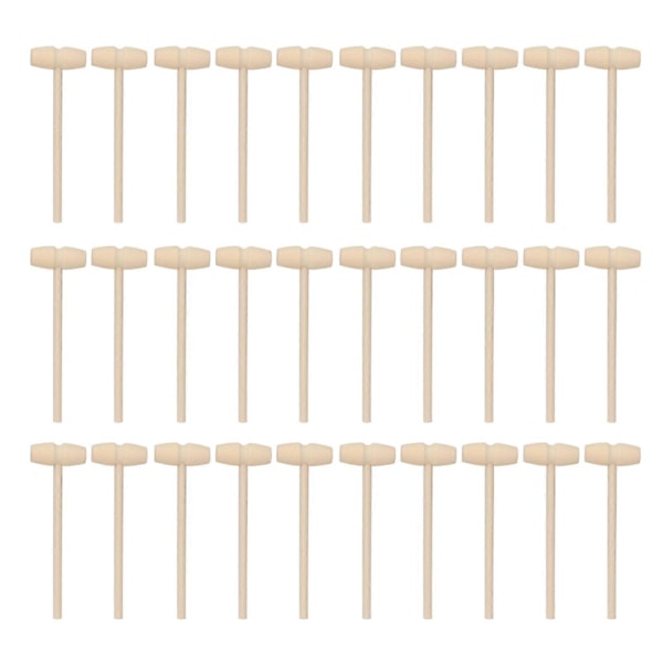 30 stk. Mini hammer i tre for barn, for å knuse sjokoladehjerter, krabbe, hummerklubber