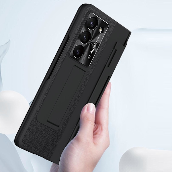 Galaxy Z Fold 5 -kotelo S Pen -kynällä, metallinen jalustakotelo [sarana- ja näytönsuojalla], PU-nahkainen suojakotelo Samsung Z Fold 5:lle