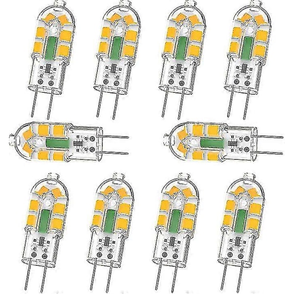 G4 Pære, 2w G4 Led Pære 240lm, Svarer Til 20w G4 Halogenpære, Varm Hvid 3000k, Ac/dc 12v, Flimmerfri, Ikke Dæmpbar, 10 Stk
