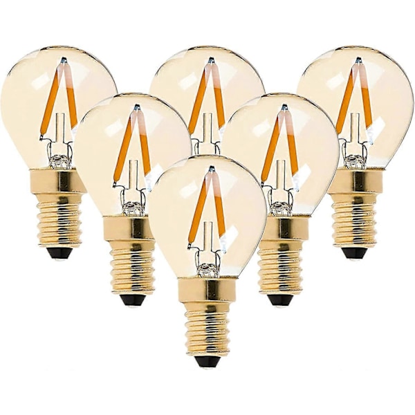 G40 Led Filamentti Mini Globe -lamppu 1w - Erittäin lämmin valkoinen 2200k (meripihkan hehku) - 10w vastaava korvaus - E14 kattokruunulamput - Ei himmennettävä - 6 kpl