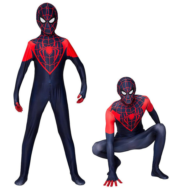 Spider-Man Miles Morales Cosplay Jumpsuit Halloween festkostyme 7-8 Years