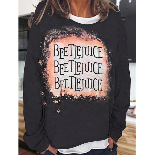 Kvinder Fall Halloween Sweatshirt Græskar T-shirts Sjov langærmet rund hals løs pullover top bluser COLOR 7 L