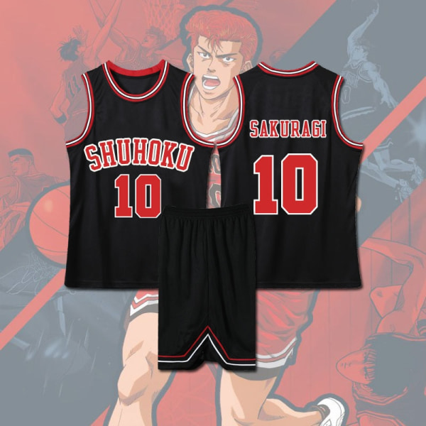 Anime Sakuragi Hanamichi Cosplay Slam Dunk Jersey Shohoku School Basketball Team Uniform Sportswear Kaede Rukawa Cosplay Costume Pink XL
