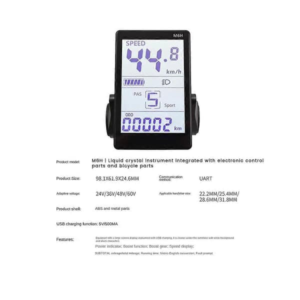 M6H Elektrisk Cykel LCD Display Måler Dashboard 24V-60V Universal E Scooter LCD Panel Skærm til Elec