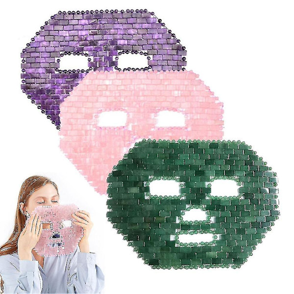 Tflycq Pink Crystal Eye Mask Håndlavet øjengardin Crystal Sovemaske Rose Quartz Cold Therapy Facial Massager Naturlig Jade Mask pink face mask