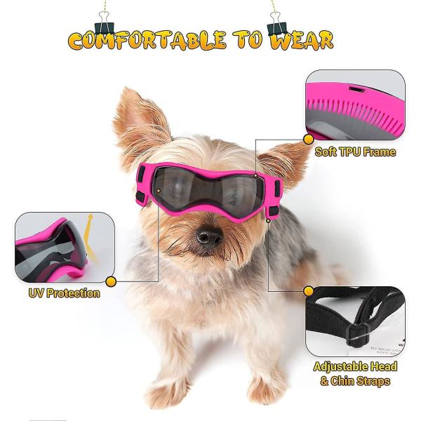 Hundglasögon Liten ras, UV-skydd Hundsolglasögon Mellanras Hundglasögon Vinddammsäker med justerbara remmar