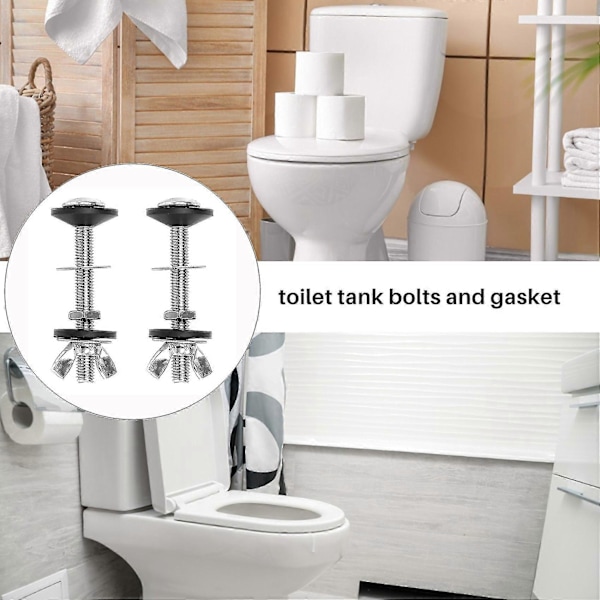 2-pak Toilet Tank til Skål Bolt Kits Cistern Bolte Kit, Rustfrit Stål Toilet Pan Fastgørelsessæt wi