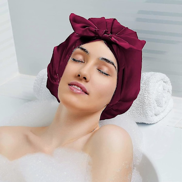 2 Stykker Dusjhetter Justerbar Sløyfe Badehårhetter Gjenbrukbar Vanntett Turban Dusjhatt Badehette For Kvinner Jente Skjønnhet Hår Spa Bading Hjem Tra