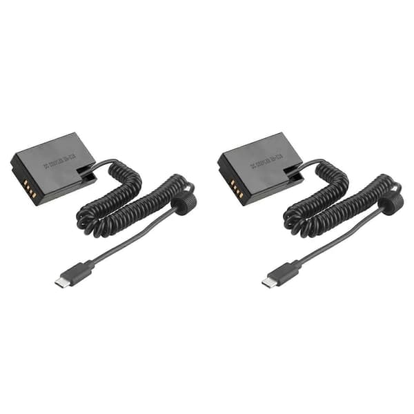 2X ACK-E18 DR-E18 LP-E17 Dummybatteri Type-C Strømkobler for Canon EOS 200D 200D II 250D 750D 760D AC Adaptersett Black