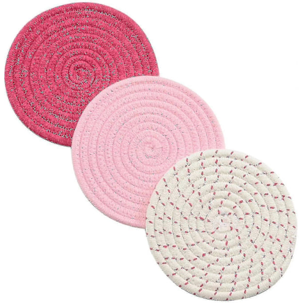 Sett med grytekluter i ren bomull (sett med 3) Stilige coasters, varmeunderlag, gryteunderlag, skjeholder for matlaging