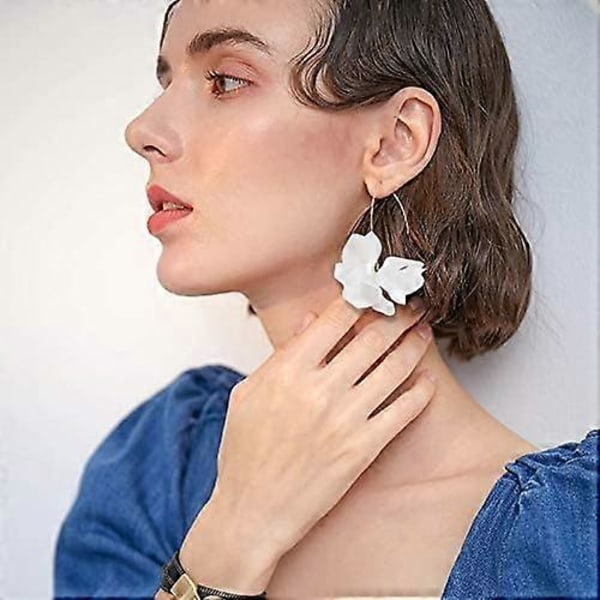 Sommer Rose Boho Resin Blomsterblad Øredobber for Kvinner Blomster Øredobber Blomster Bøyle Øredobber Akryl Hengende Øredobber