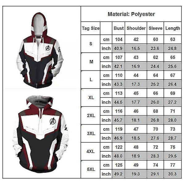 Avengers 4 Iron Man Tony Stark Cosplay Costume Herre-hættetrøje Frakk 2 4XL